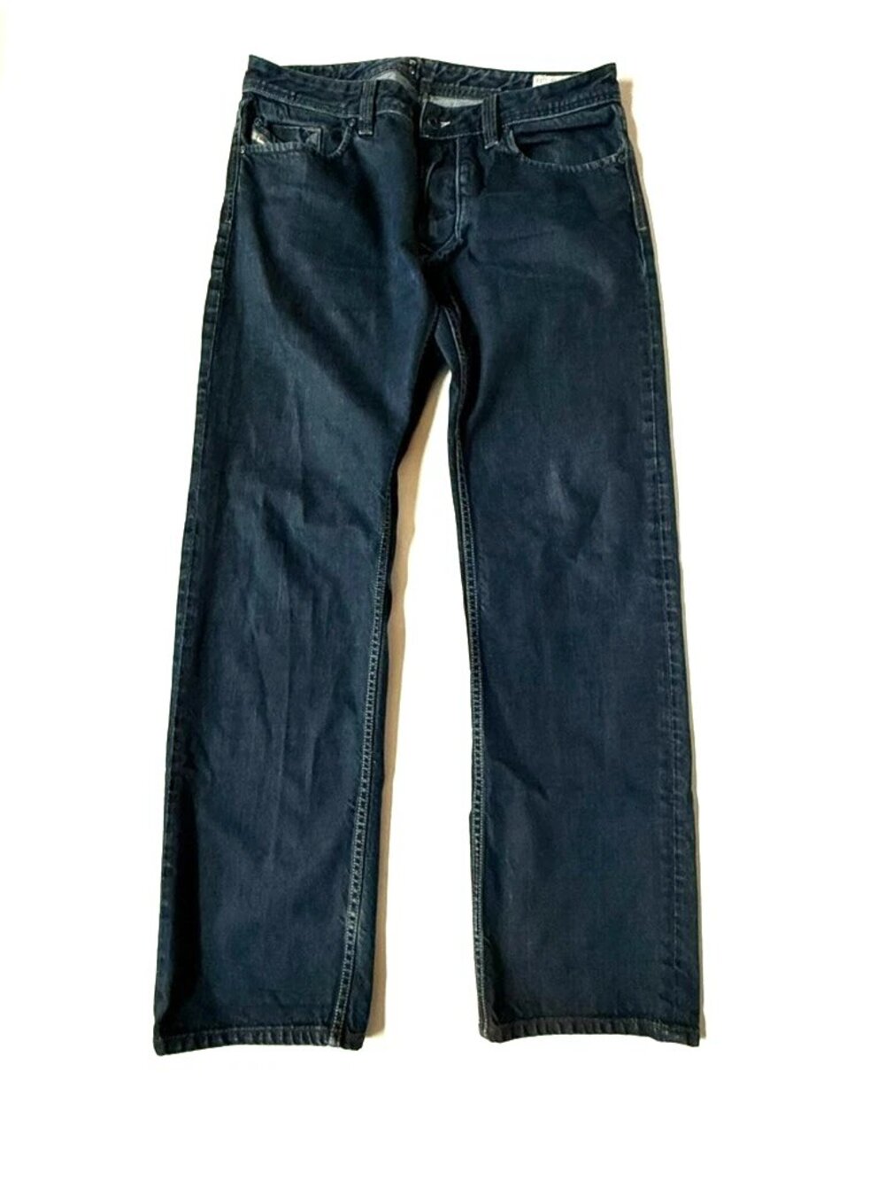 Diesel Industry Mens 34 x 32 Larkee Denim Blue Jeans Straight Leg Medium Wash